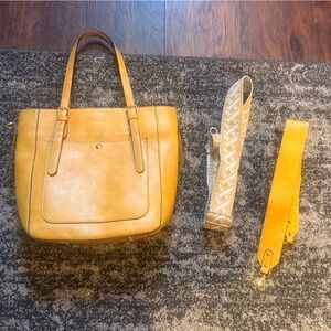 Yellow Leather Handbag with Straps